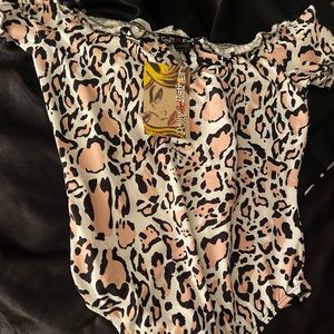 Cheetah print bodysuit pink and black